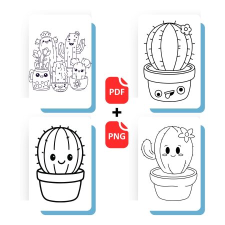 cute cactus coloring book 2