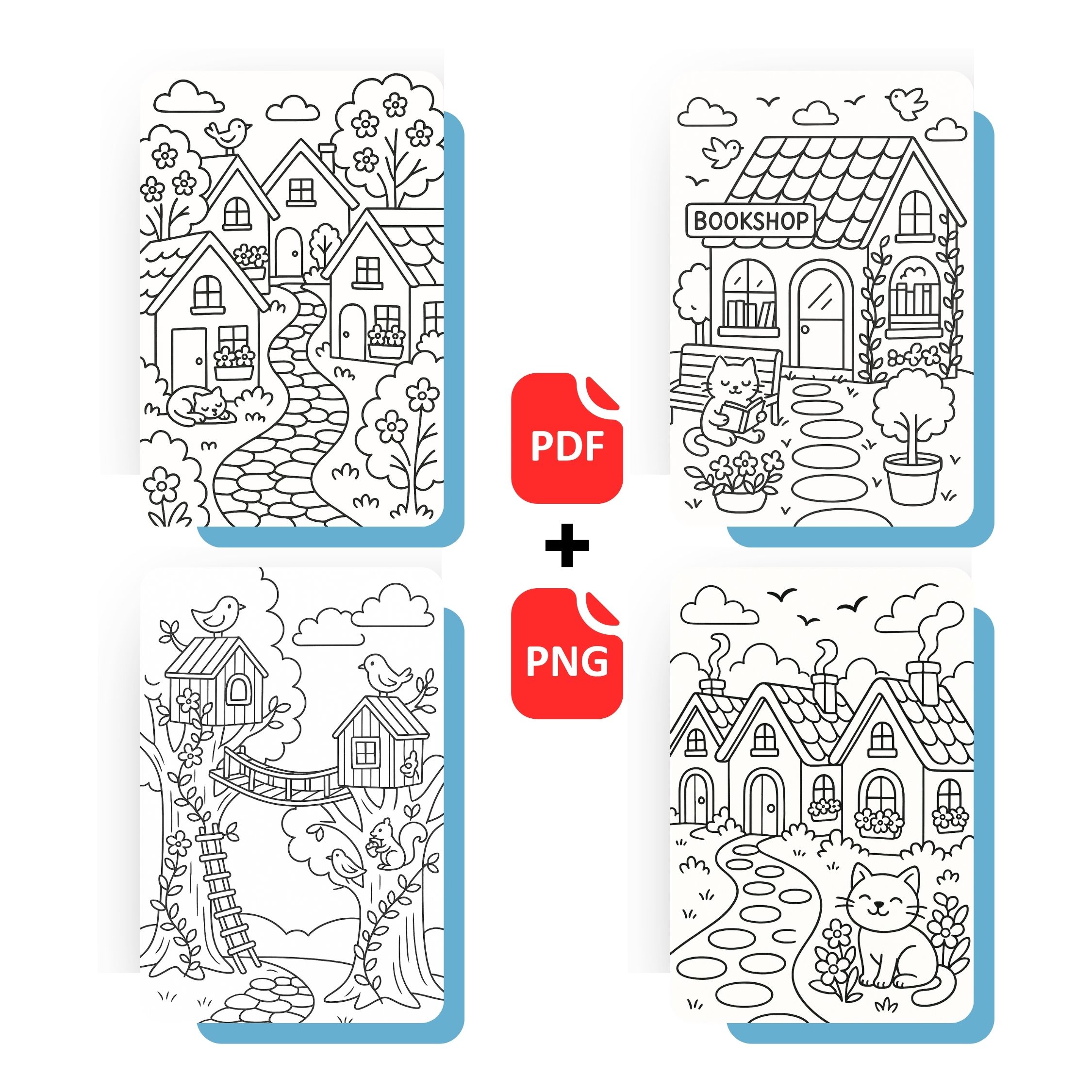 Cozy Floral Street Coloring Book 1