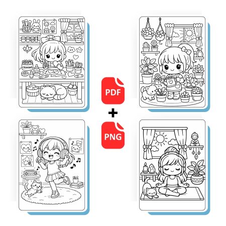 Cozy Daily Life Coloring Book for Girls