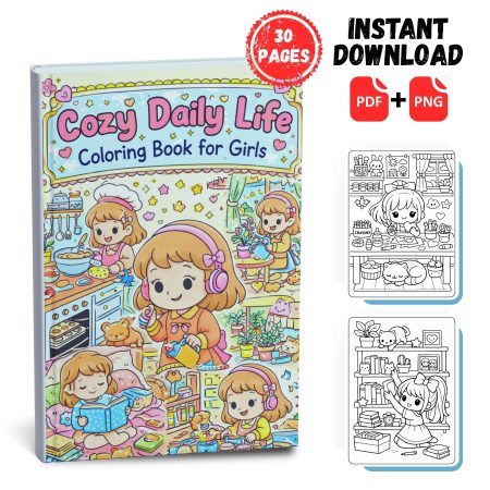 Cozy Daily Life Coloring Book for Girls