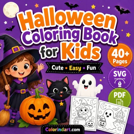 40+ Printable Halloween Coloring Pages for Kids | PDF & SVG Digital Download