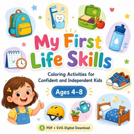 My First Life Skills Coloring Book for Kids | +40 Educational Coloring Activities | PDF & SVG Digital Download