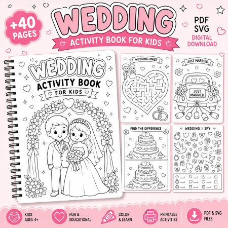 Printable Wedding Activity Book for Kids | +40 Wedding Coloring & Activity Pages