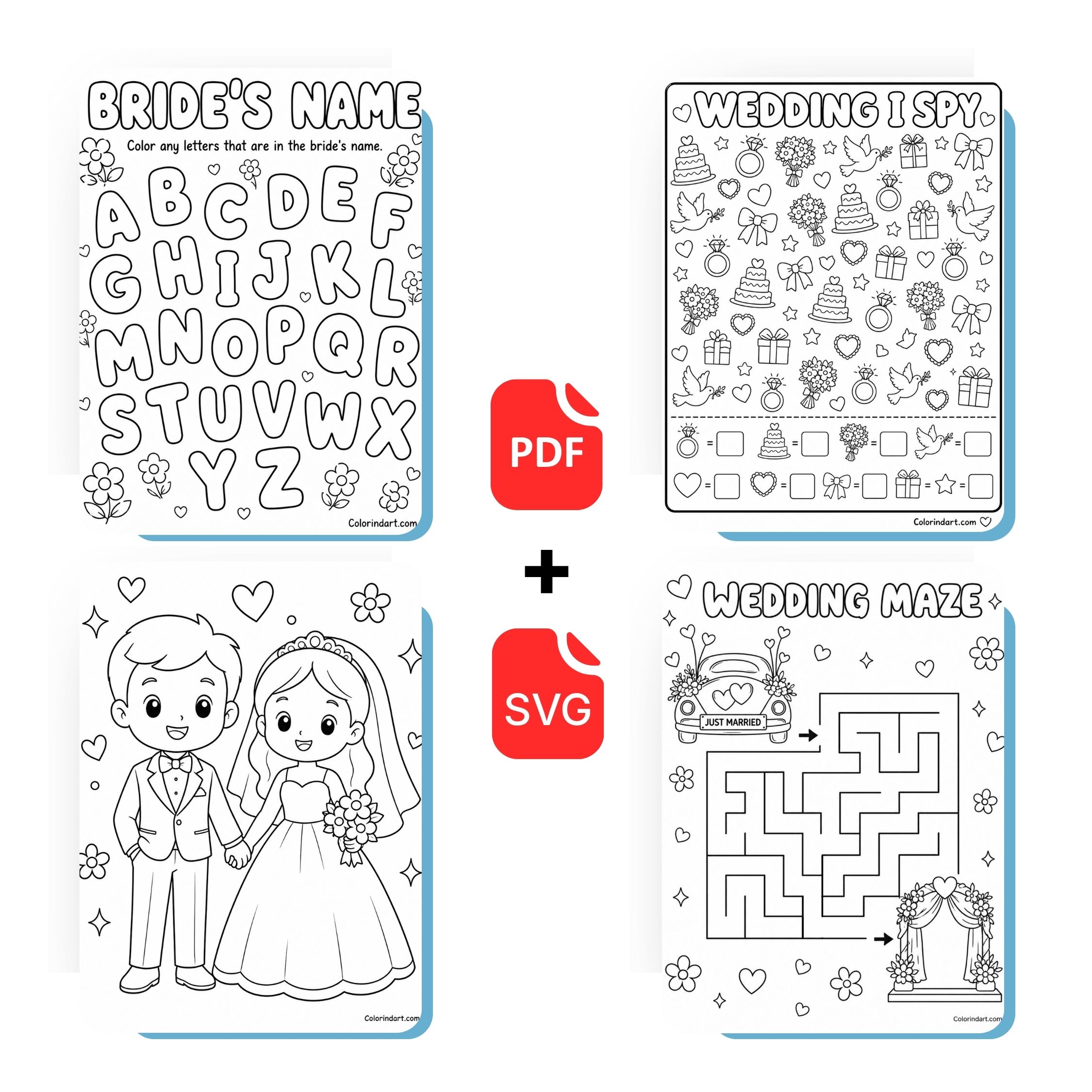Printable Wedding Activity Book for Kids | +40 Wedding Coloring & Activity Pages - Image 3