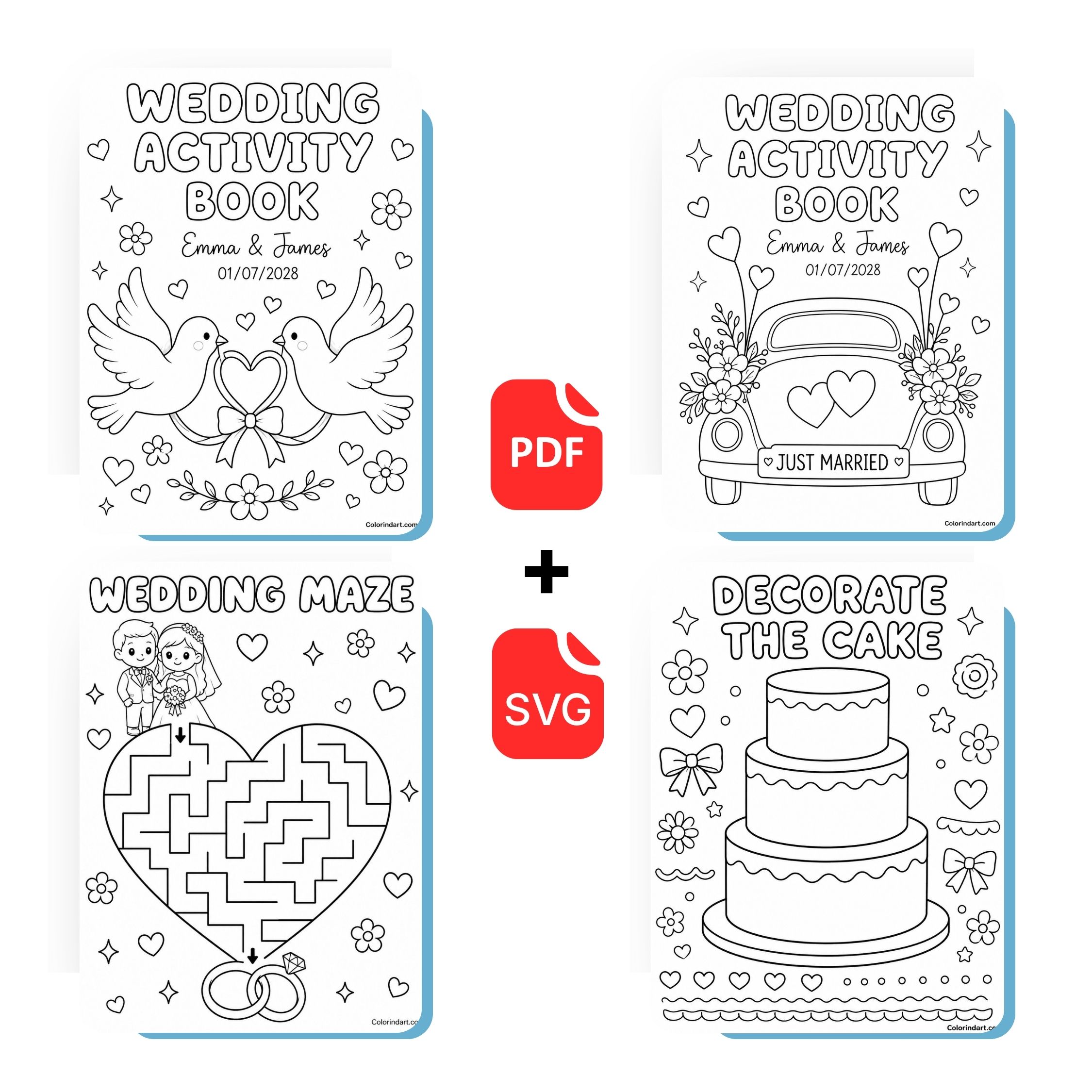 Printable Wedding Activity Book for Kids | +40 Wedding Coloring & Activity Pages - Image 4